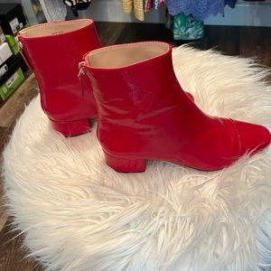 J. Crew Red Patent Leather Booties